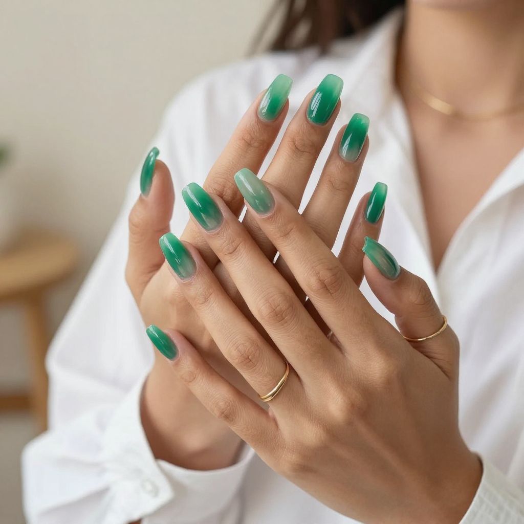 Emerald Green Jelly Nails