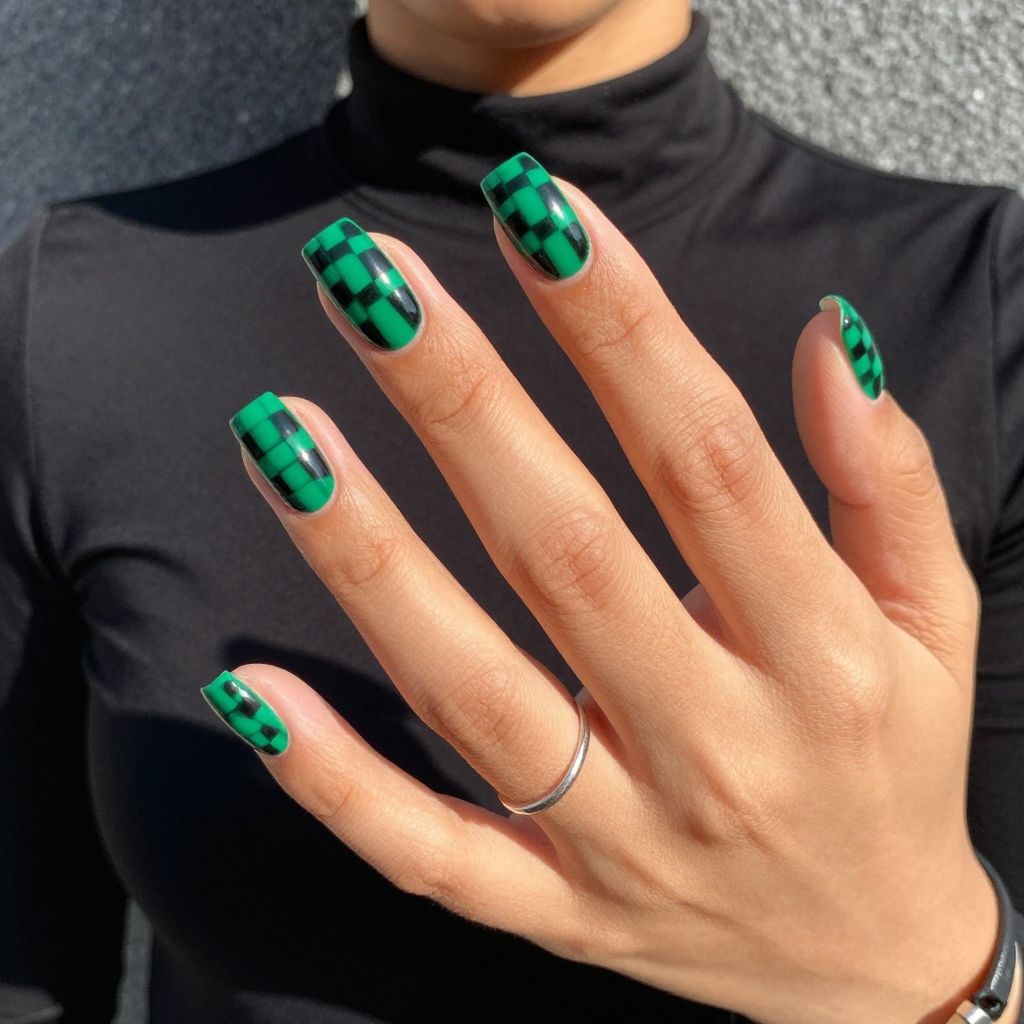 Emerald and Black Checkerboard Chic
