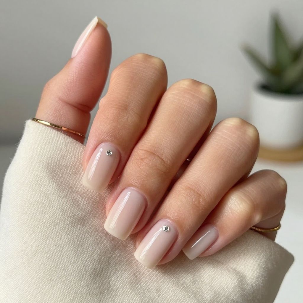 Minimalist Nude with Tiny Diamond Dot