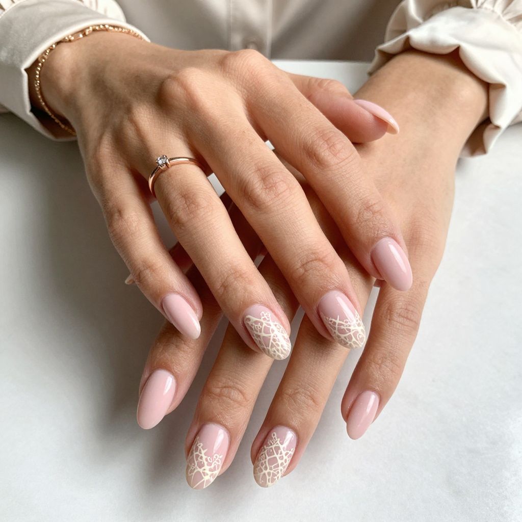 Ivory Lace with Blush Tips