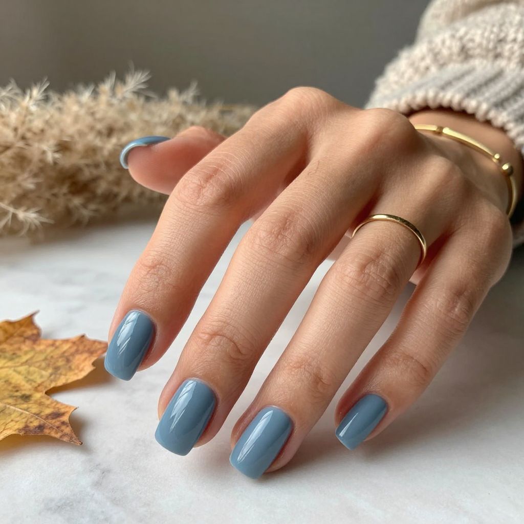 Stormy Slate Blue Nails