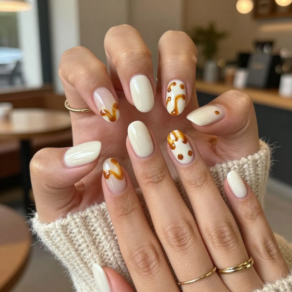 Toasted Marshmallow Drip Nails