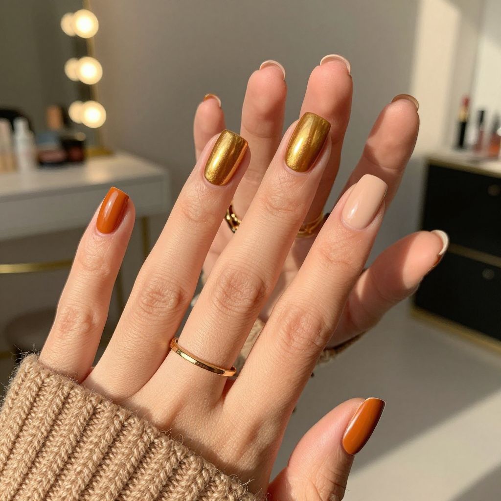 Harvest Gold Accent Nails