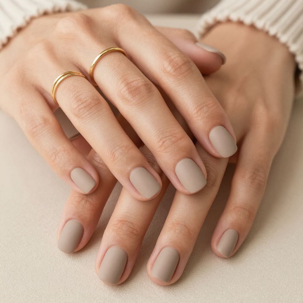 Cozy Neutral Matte Nails