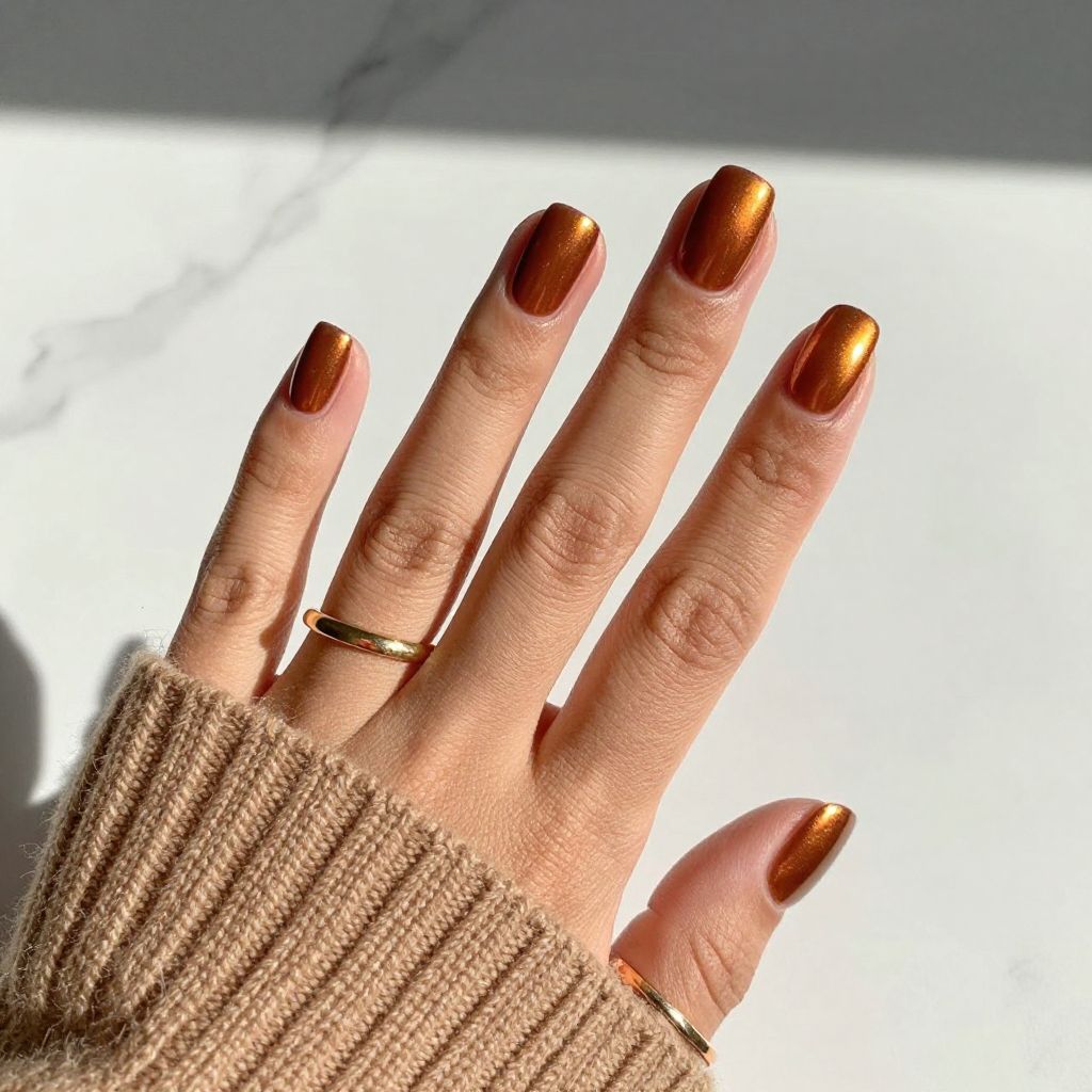 Metallic Copper Shine Nails