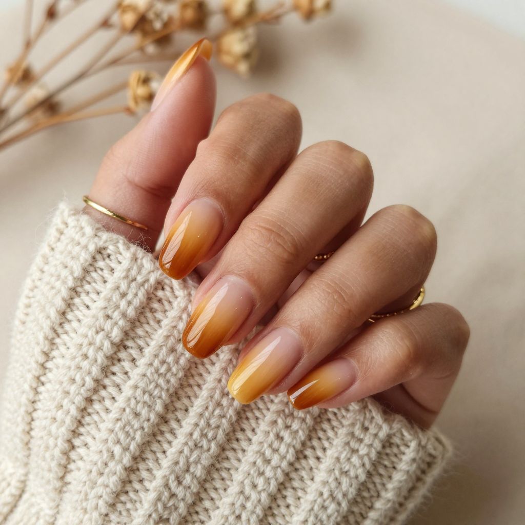 Amber Ombre Glow Nails
