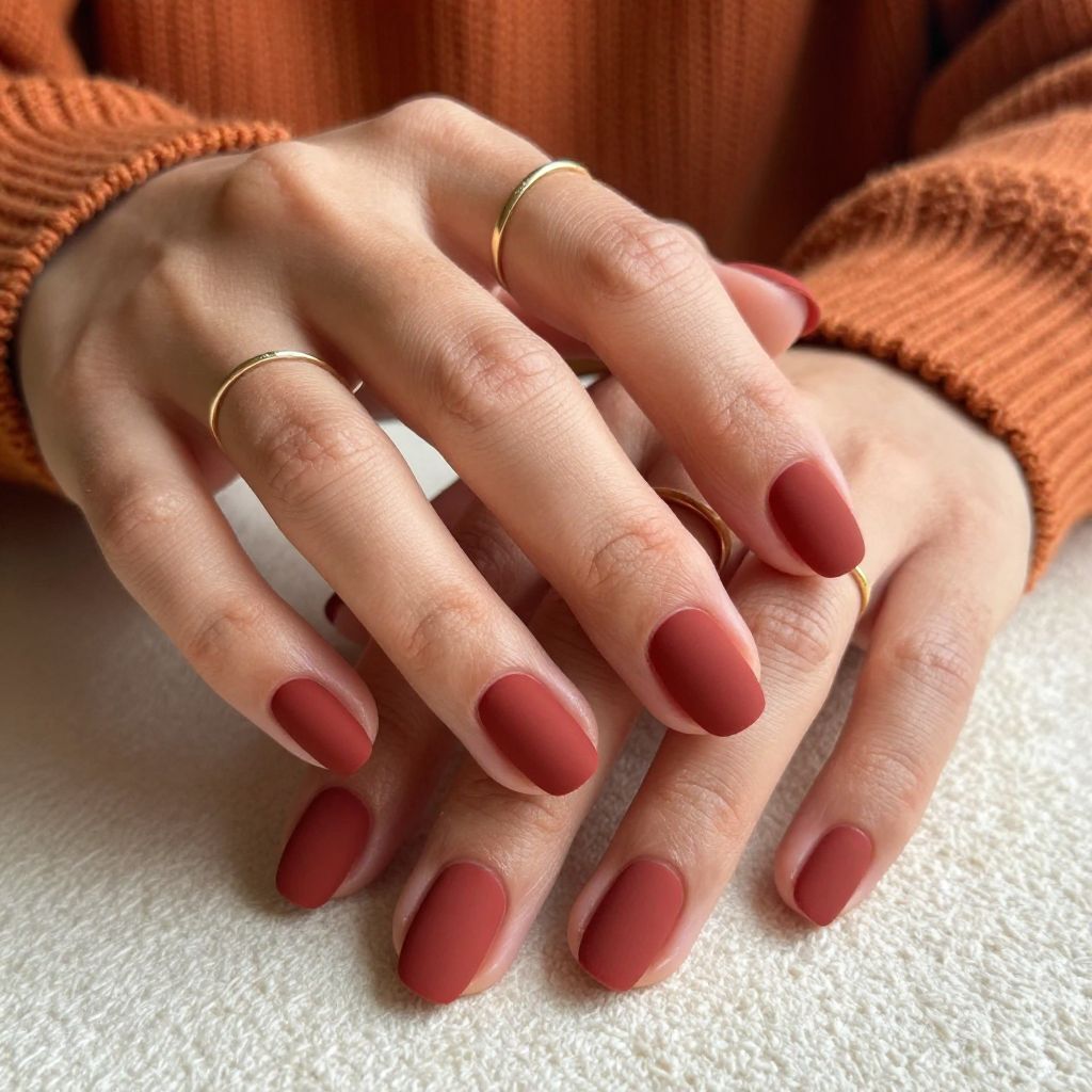 Rustic Red Matte Nails