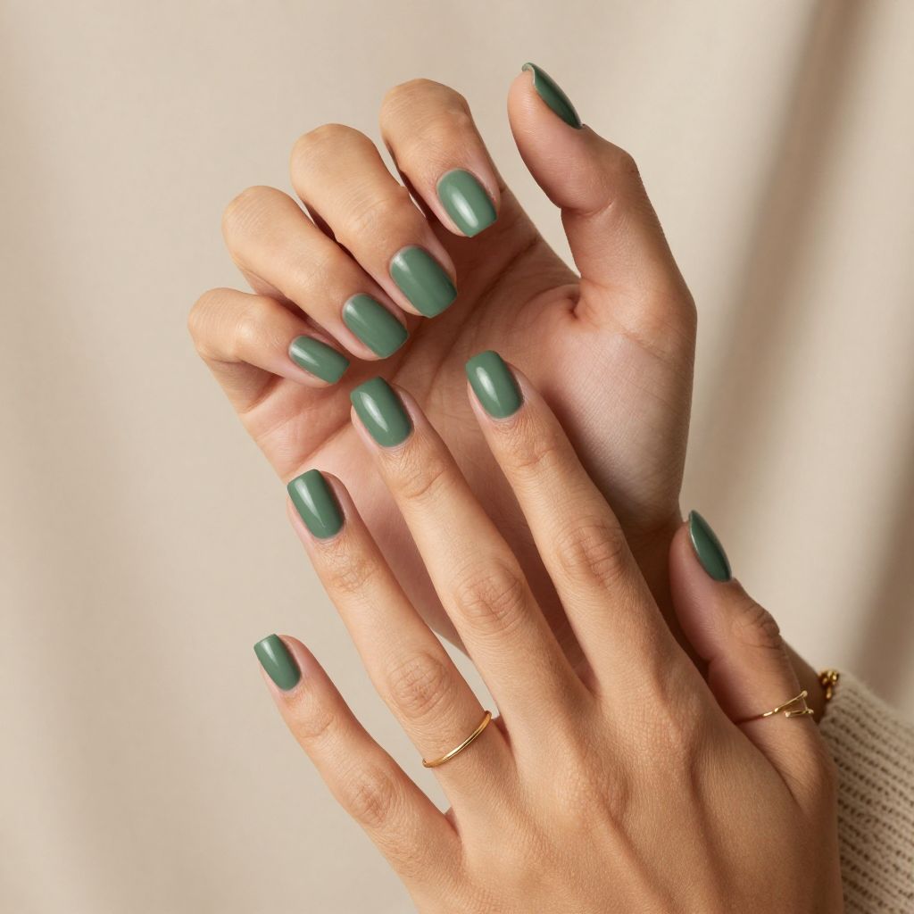 Moss Green Elegance Nails