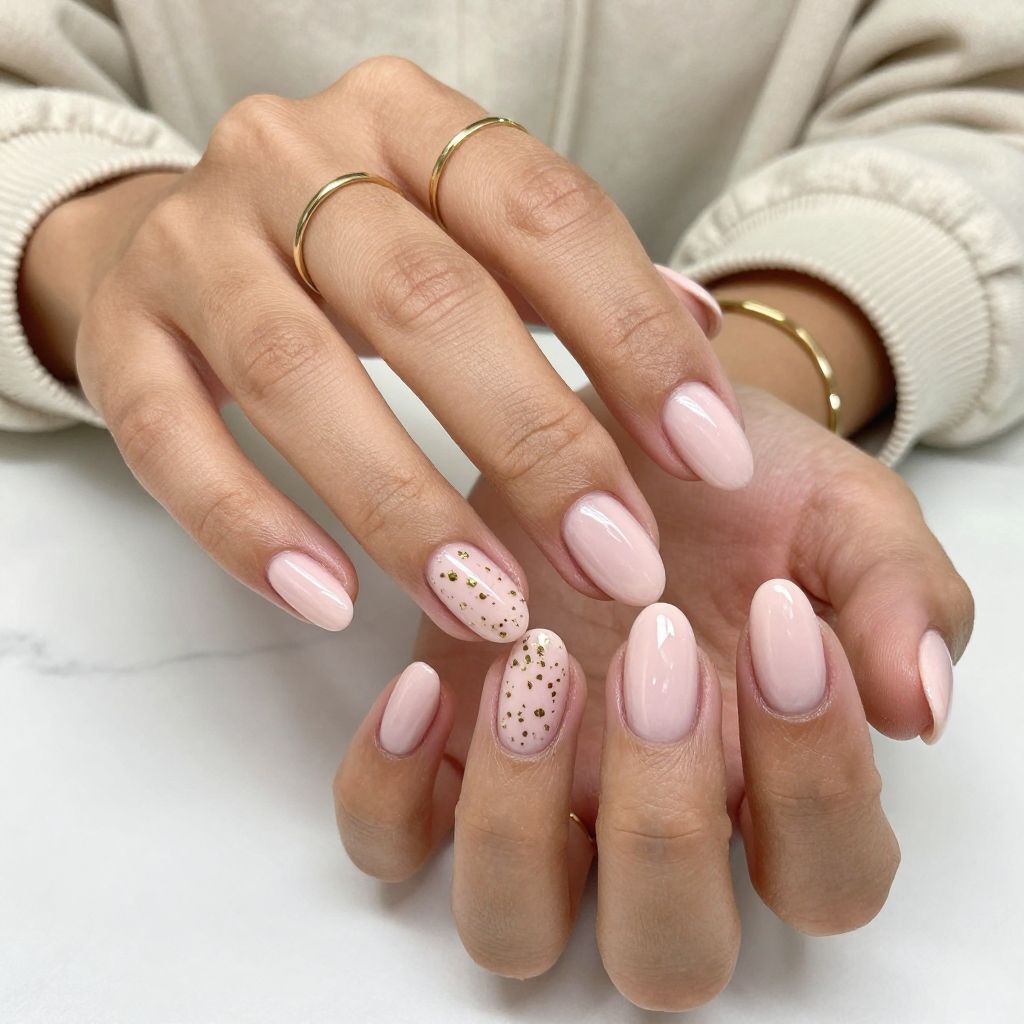 Soft Blush with Gold Flecks