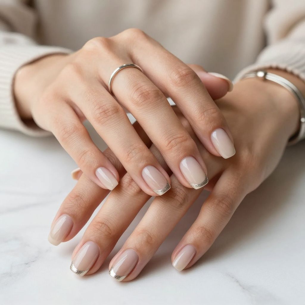 Nude Ombre with Subtle Silver Striping