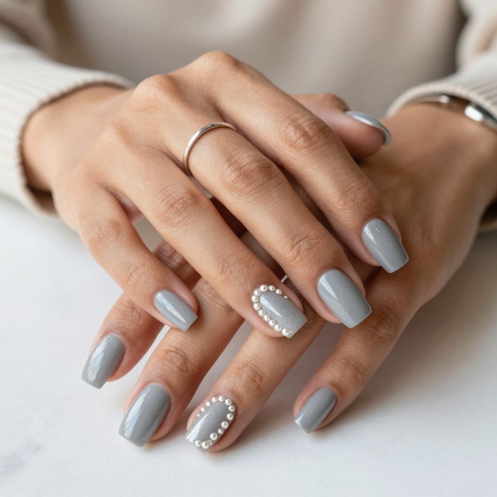 Icy Grey with Pearl Accents