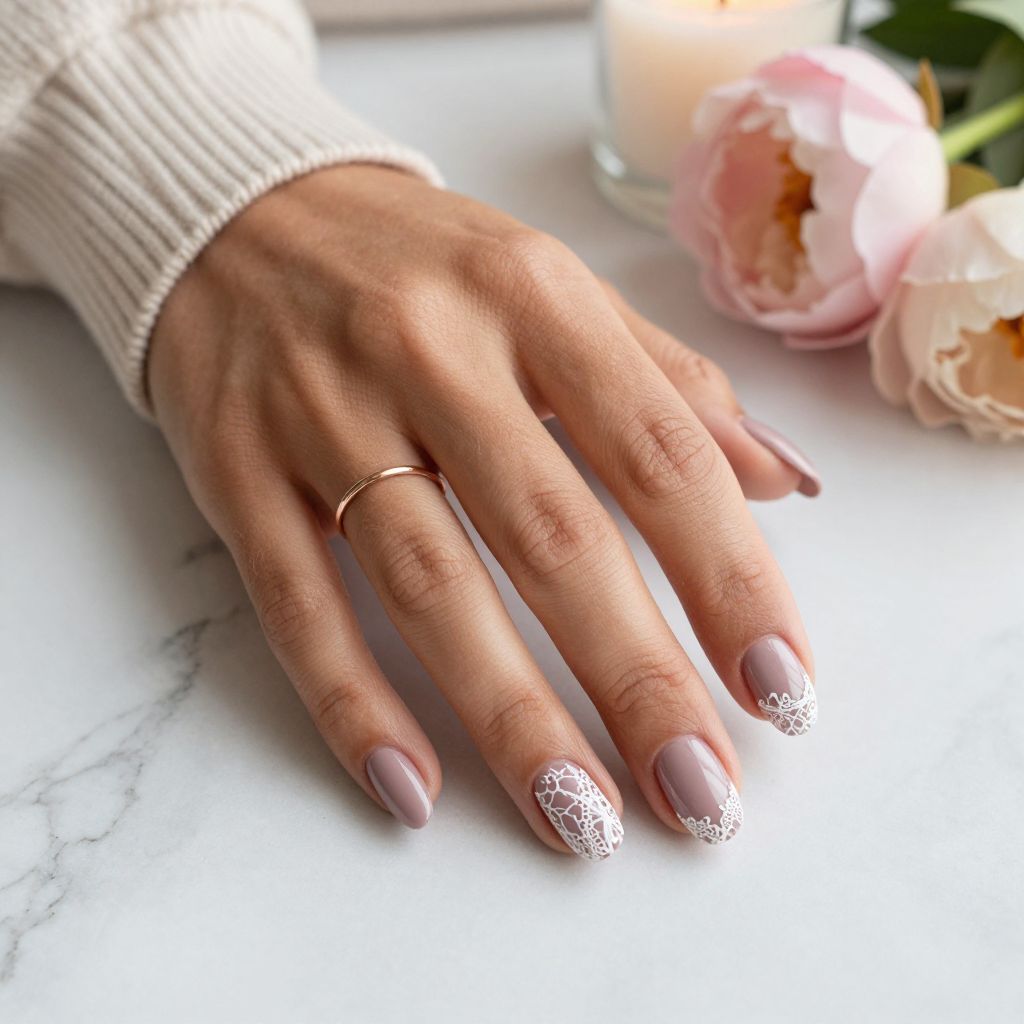 Soft Mauve with Lace Detailing