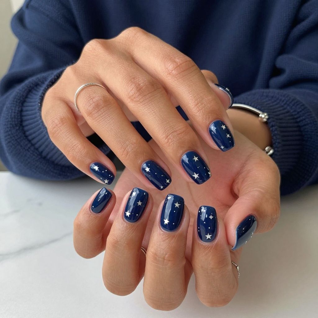 Navy Blue with Micro Silver Stars