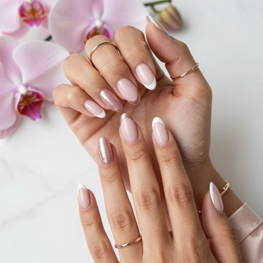 Classic French with a Twist Rose Gold Tips