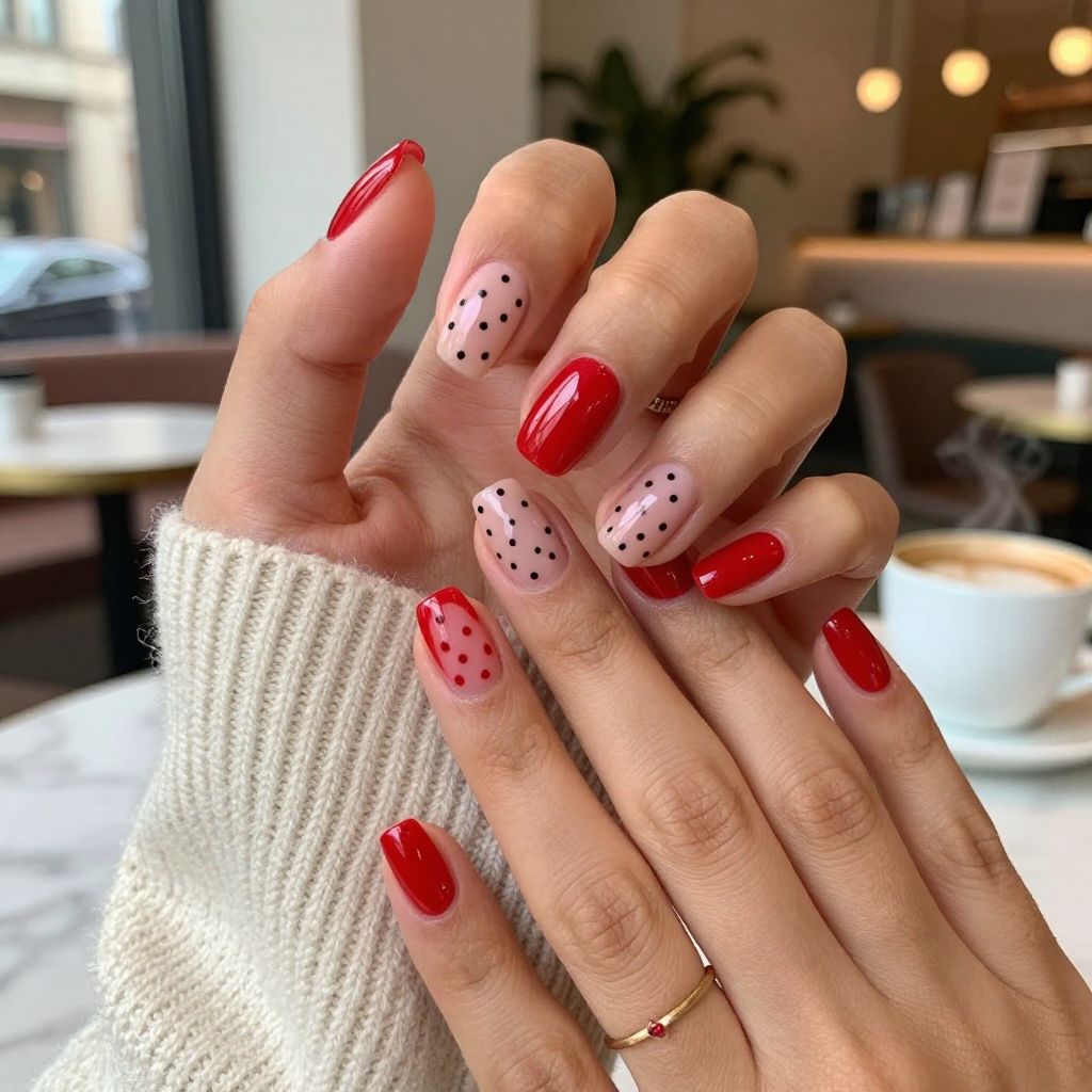 Classic Red with Minimalist Black Dots