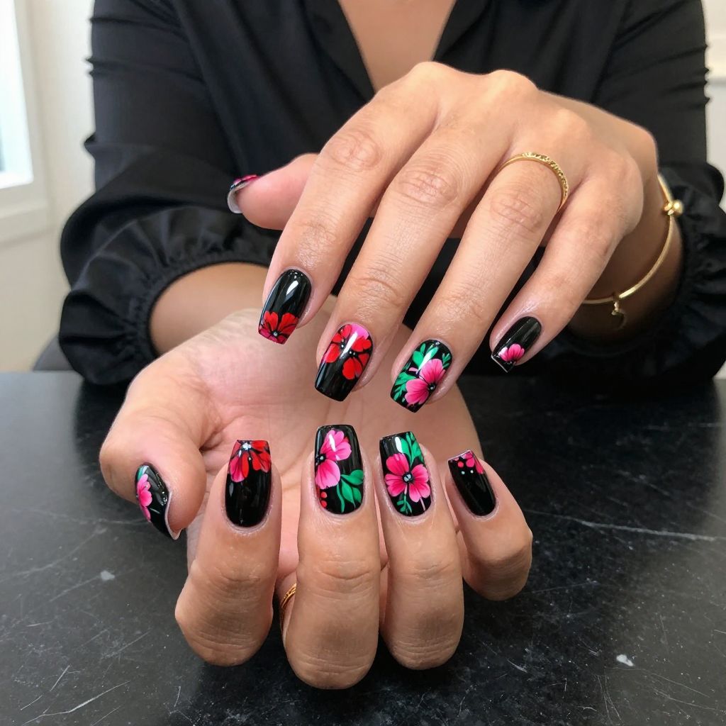 Black Background Floral Pop