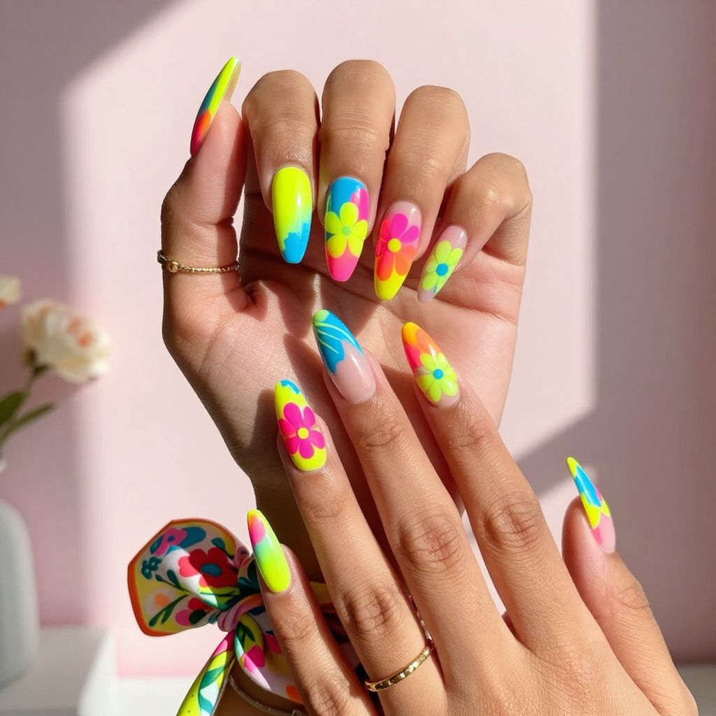 Neon Floral Frenzy