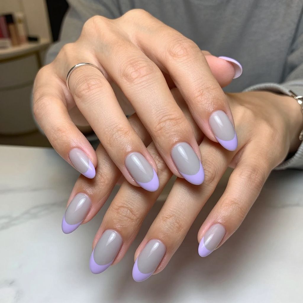 Soft Lavender Tips with Sheer Gray Base