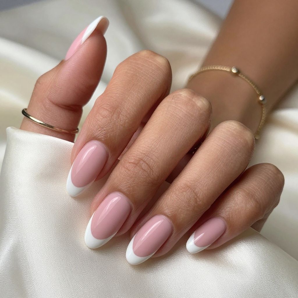 Soft Pink Matte with Glossy French Tips
