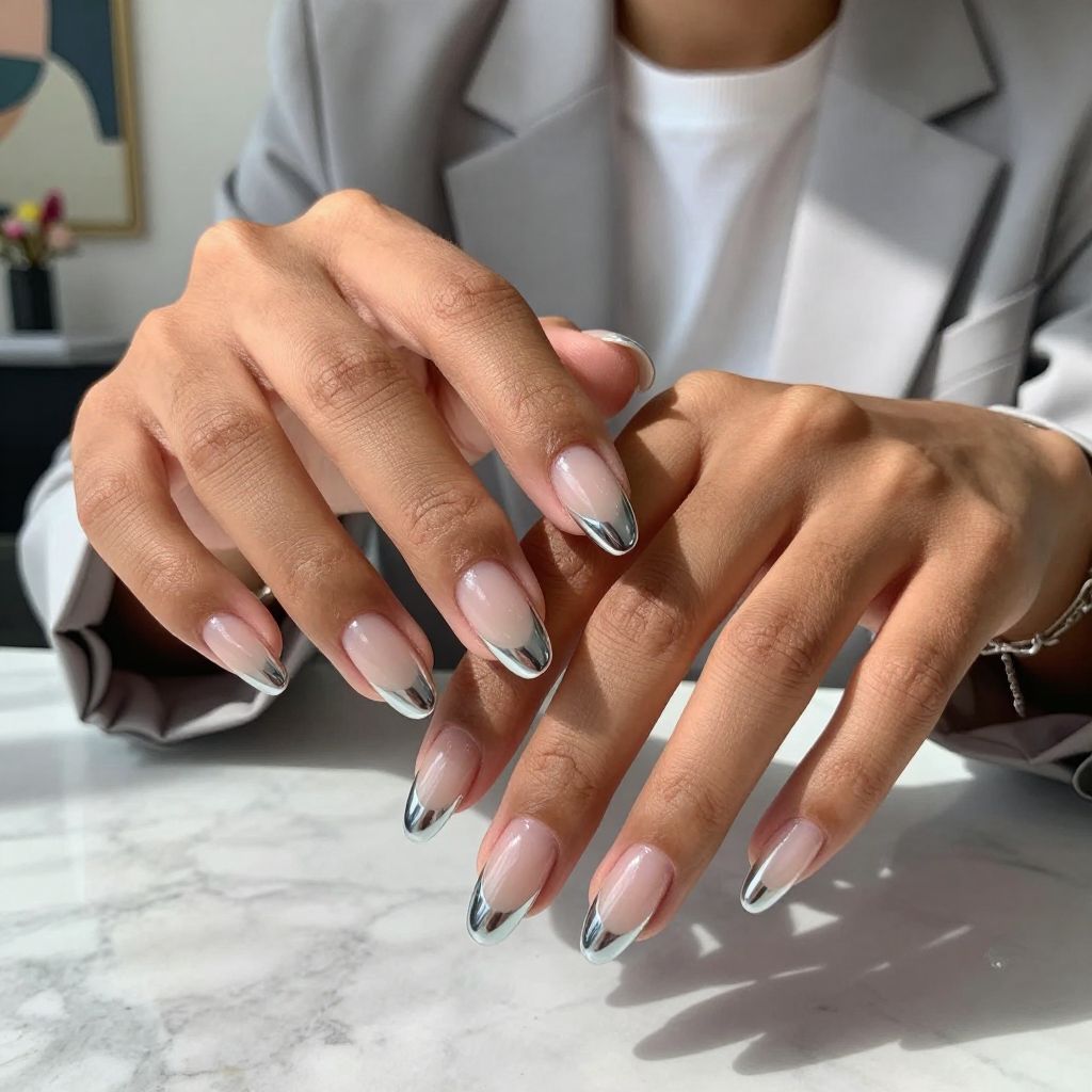 Metallic Silver Tips on Clear Acrylic