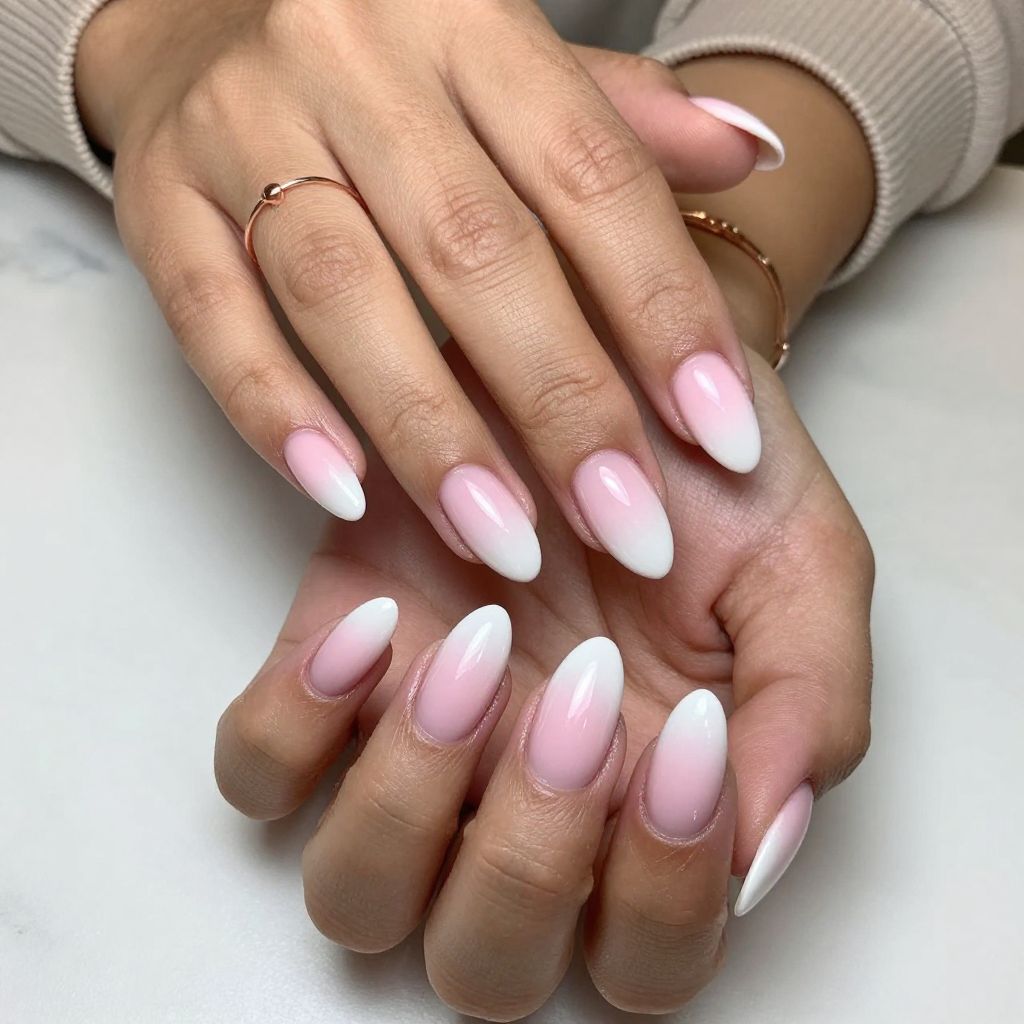 Ombre French Tips Blending Pink and White