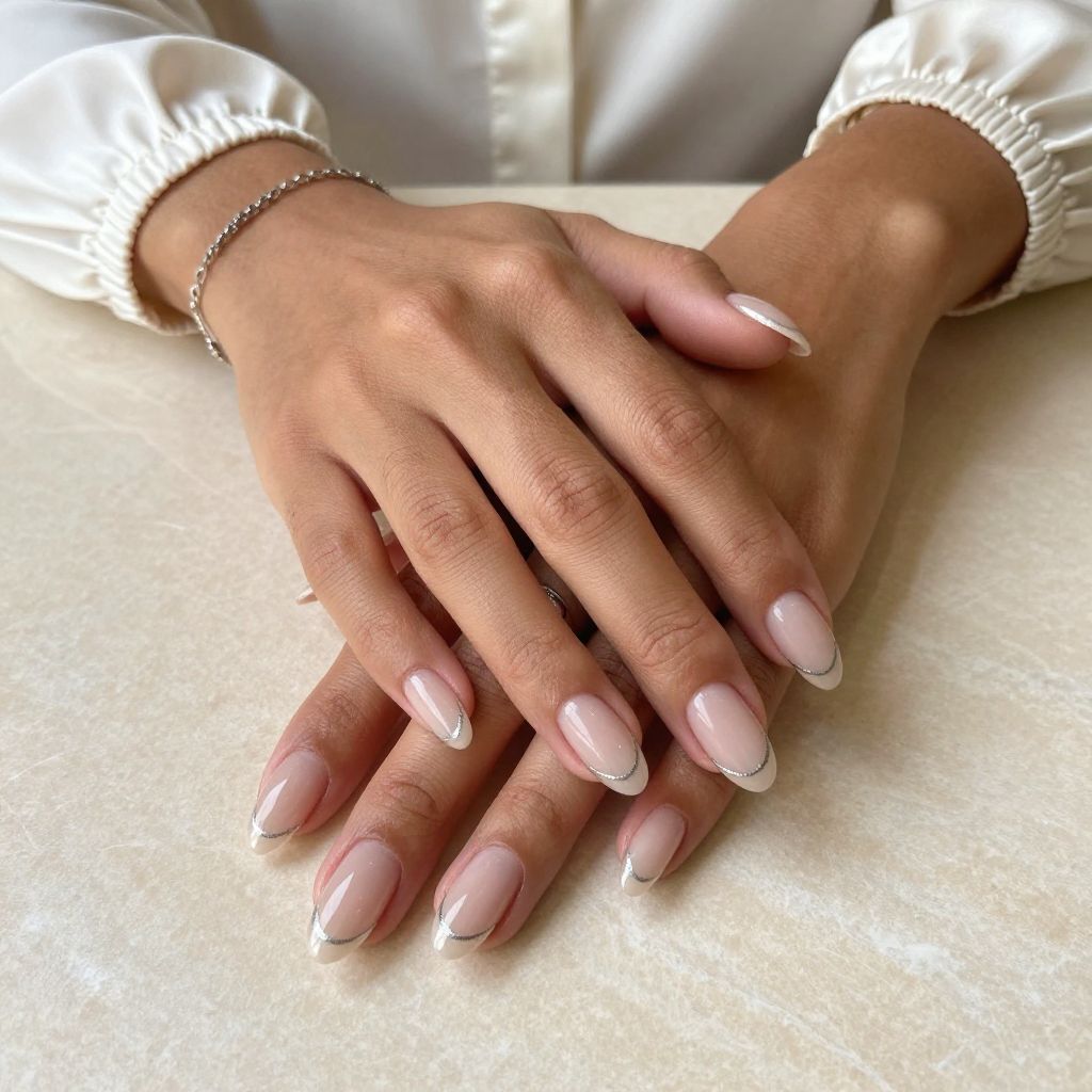 Sheer Tips with Metallic Silver Lines