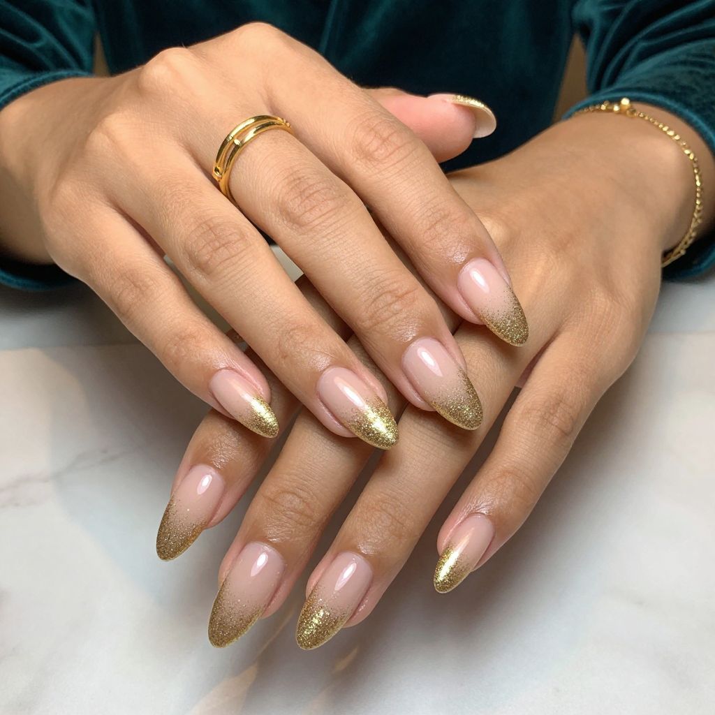 Glittery Gold Tips for Night Out Glam