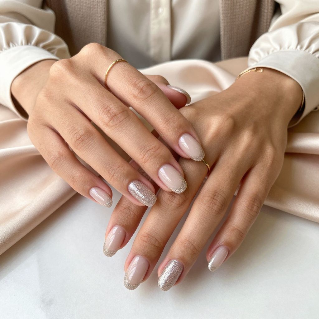 Champagne Sparkle French Tips