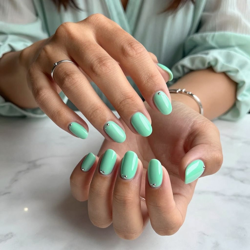 Mint Green with Silver Studs