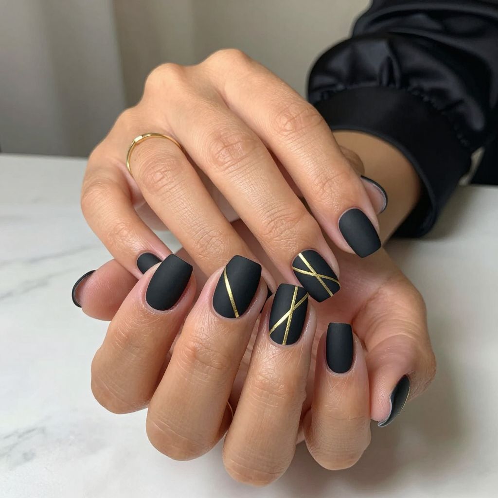 Matte Black with Gold Lines