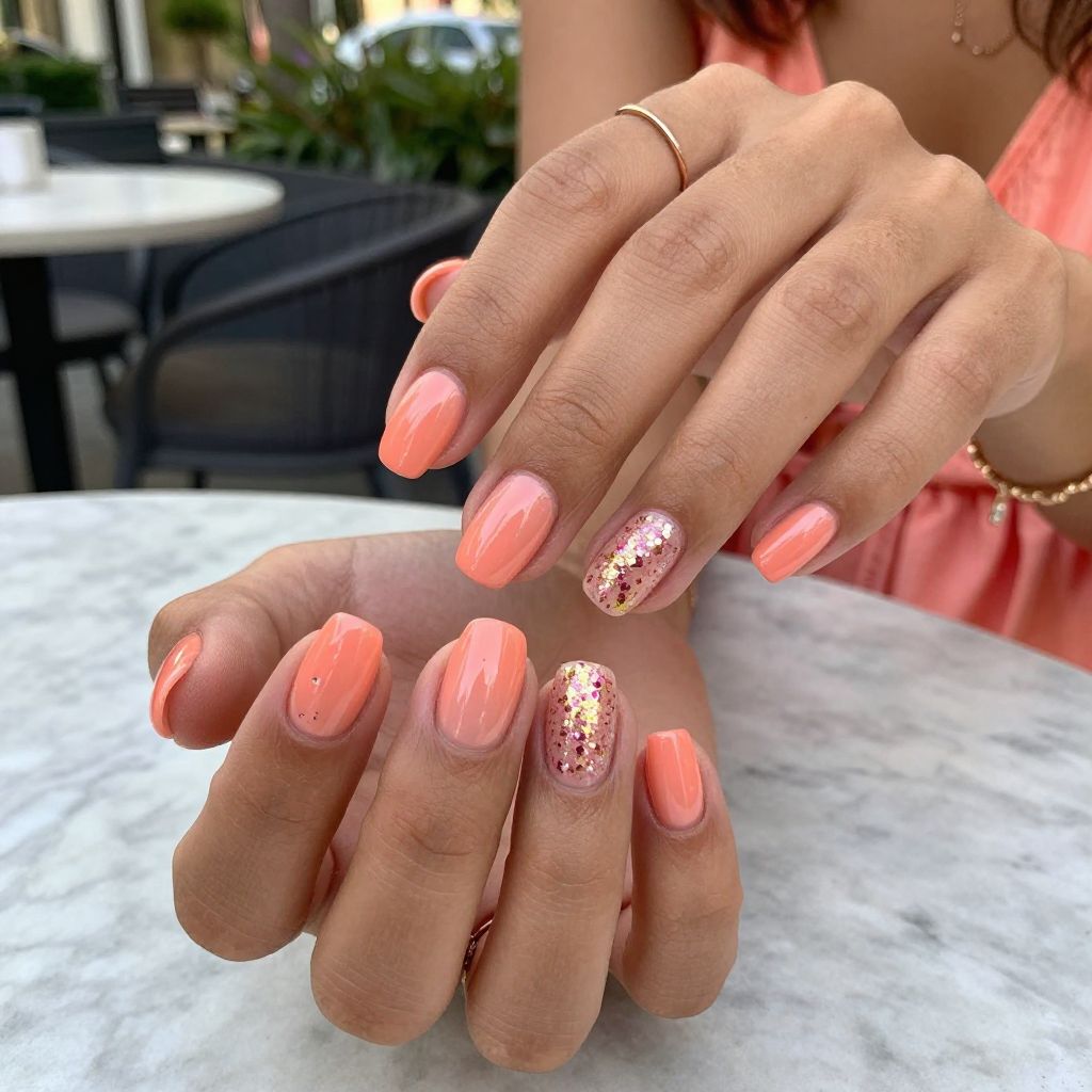 Peachy Coral Glitter Mix