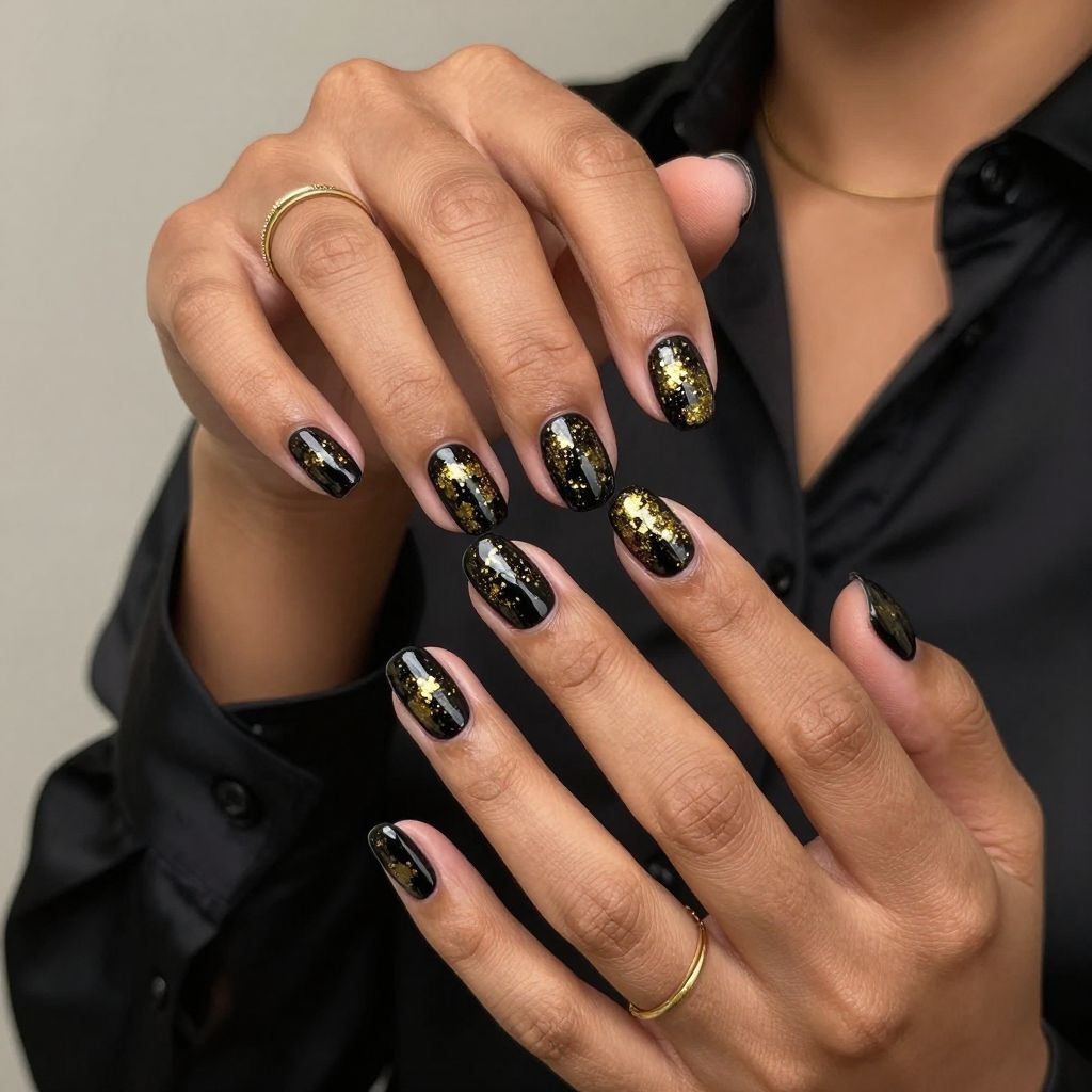 Glamorous Black and Gold Splatter