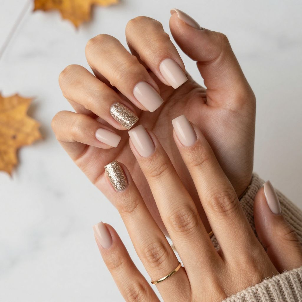 Champagne Gold Sparkling French Tips