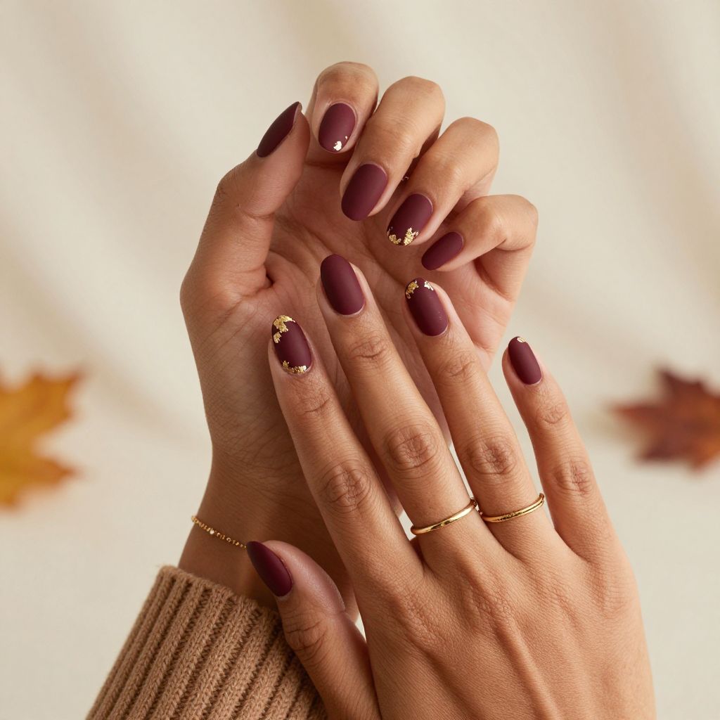Gold Leaf with Deep Burgundy Base