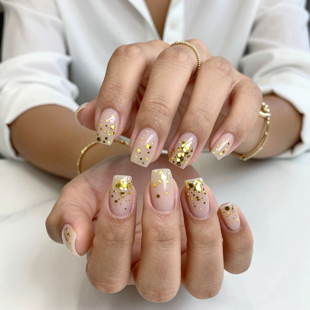Gold Confetti Party Nails
