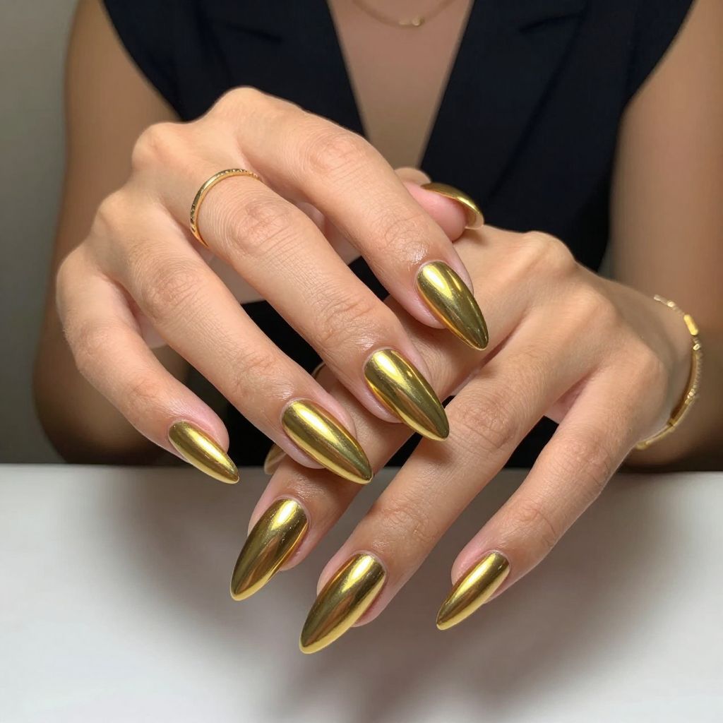 Bold Gold Chrome Nails