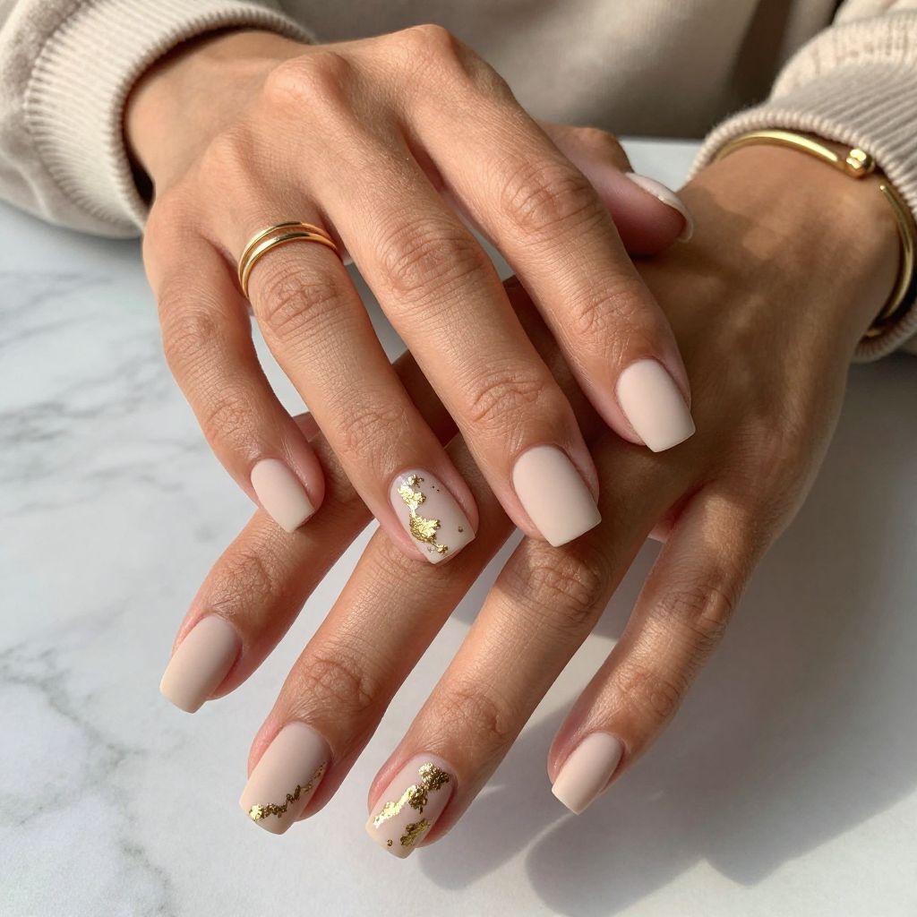 Gold Leaf and Nude Matte Elegance