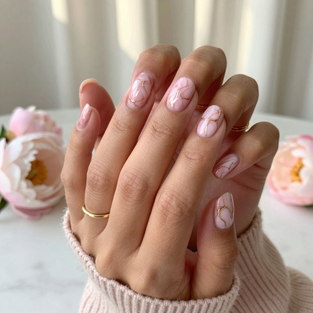 Soft Pink and Gold Marble