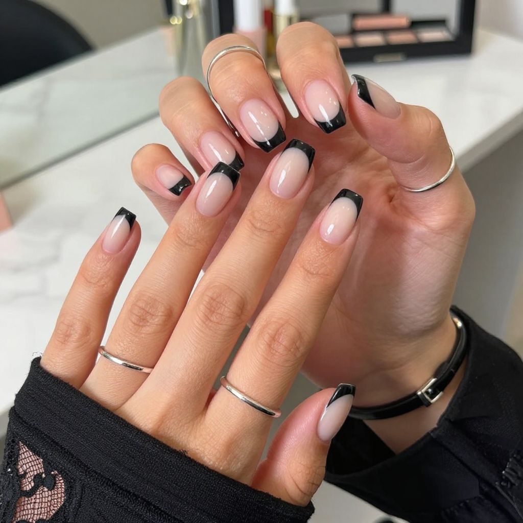 Matte Black French Tips Revival