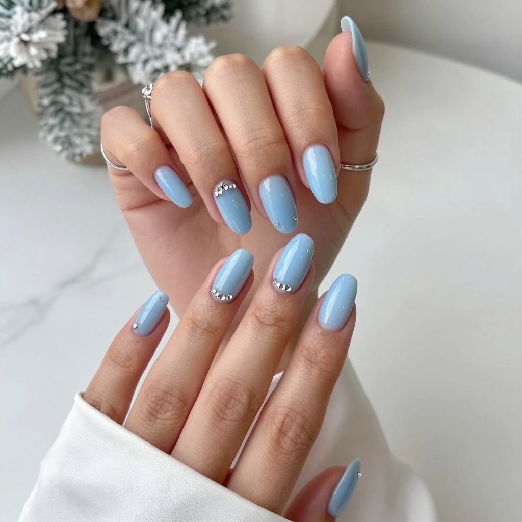 Ice Blue with Crystal Studs