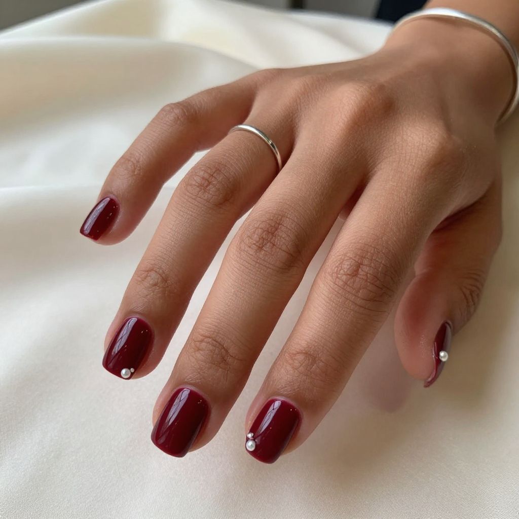 Bold Burgundy with Pearl Highlights