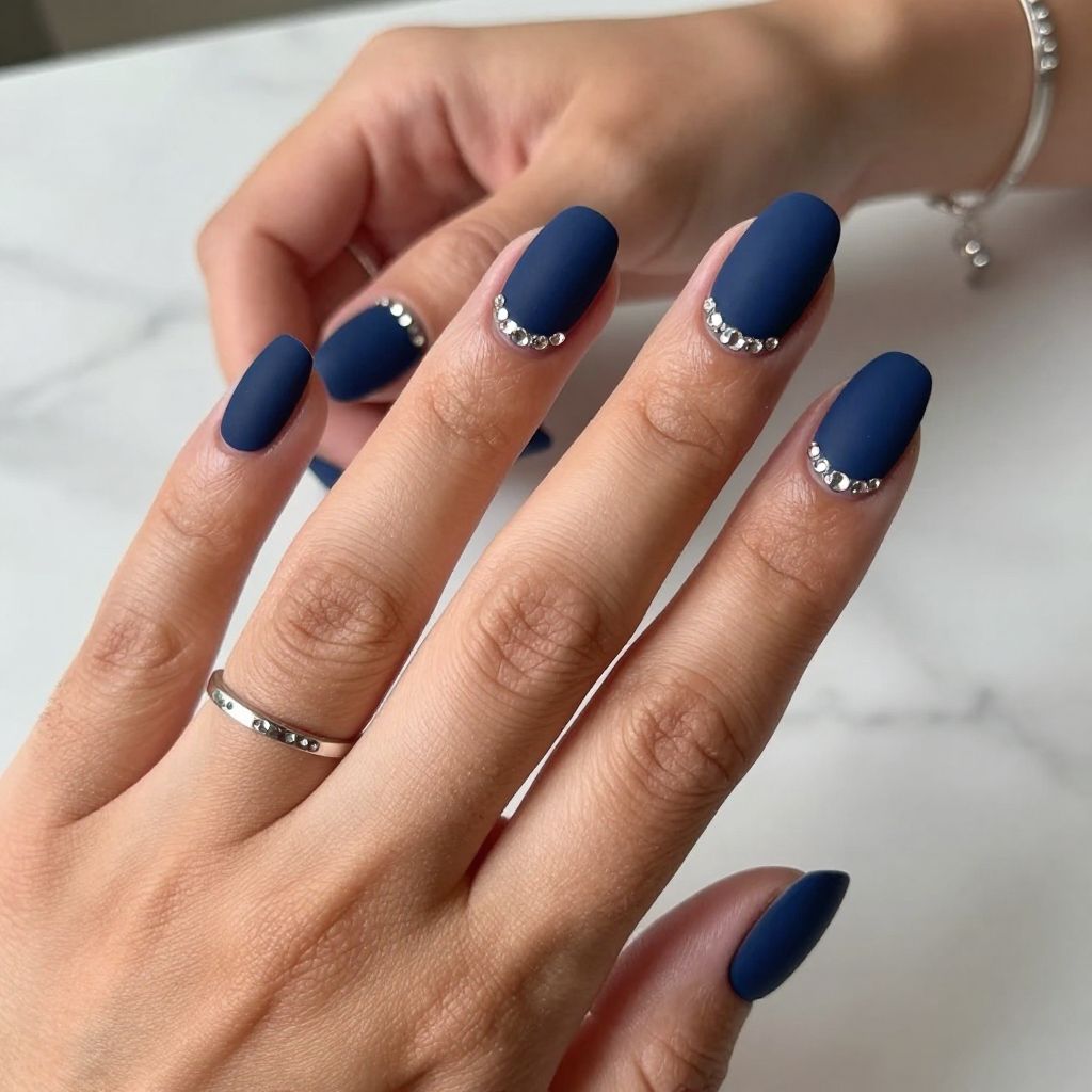 Marine Blue Matte with Rhinestone Clusters
