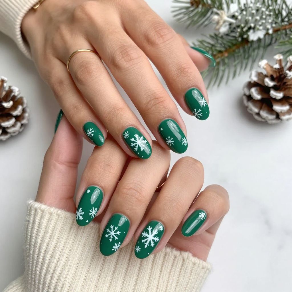 Emerald Swirls and Snowflakes