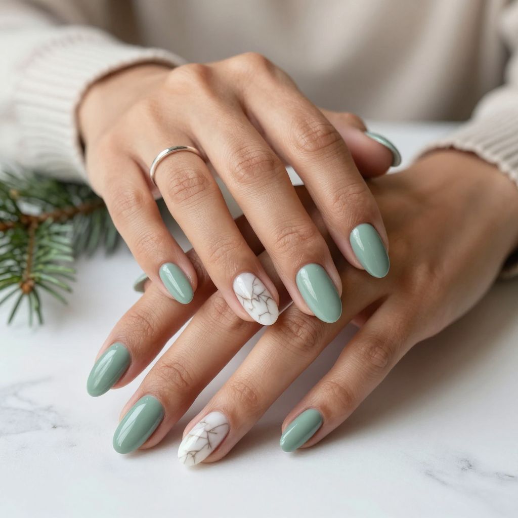 Sage Green and White Marble