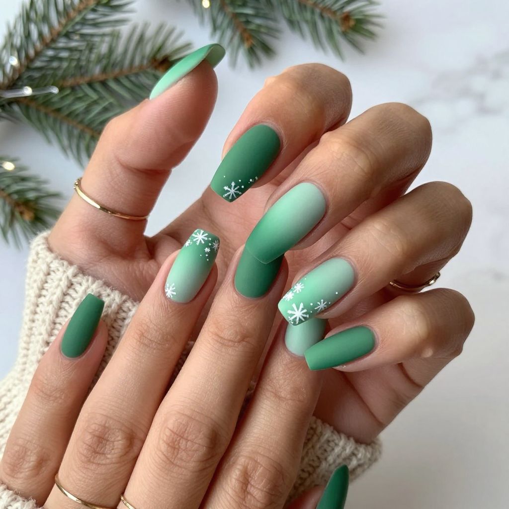 Green Gradient Snowfall
