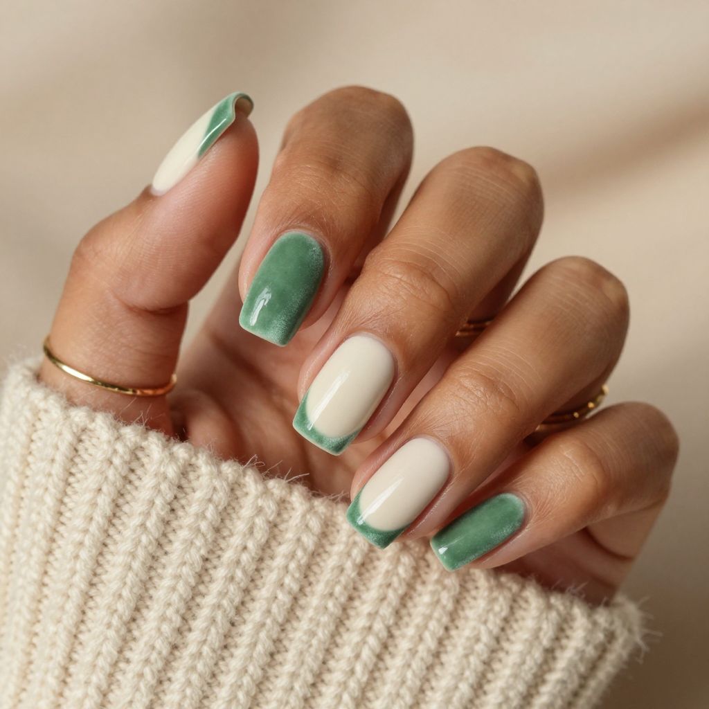 Soft Green Velvet Tips