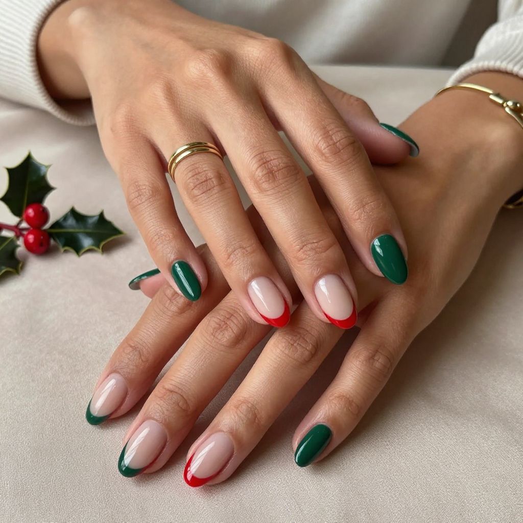 Grinch Green French with Red Tips
