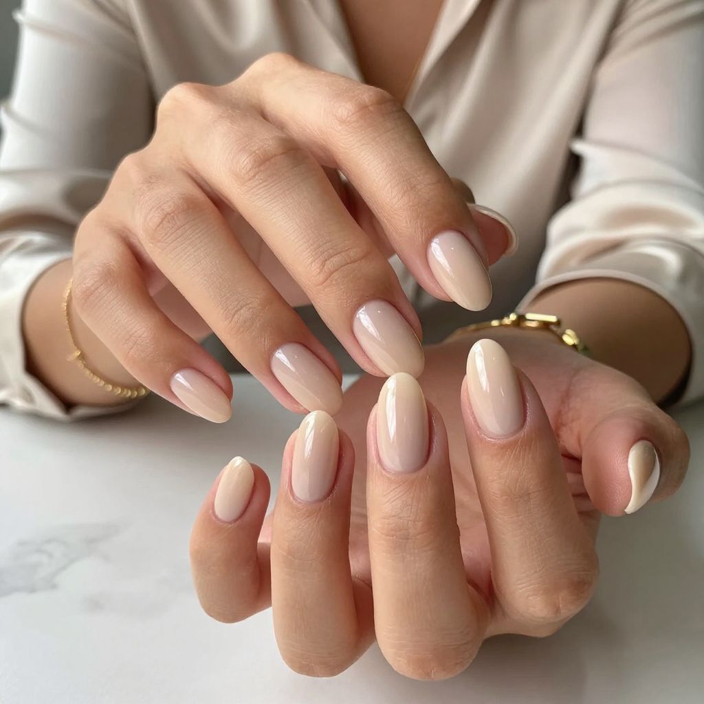 Classic Almond with a Glossy Nude