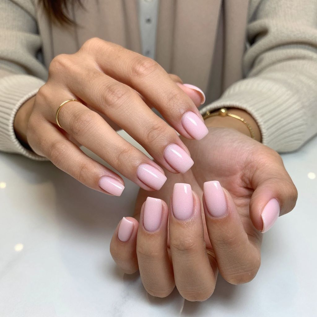 Medium Square with Frosted Pink and Subtle Glitter