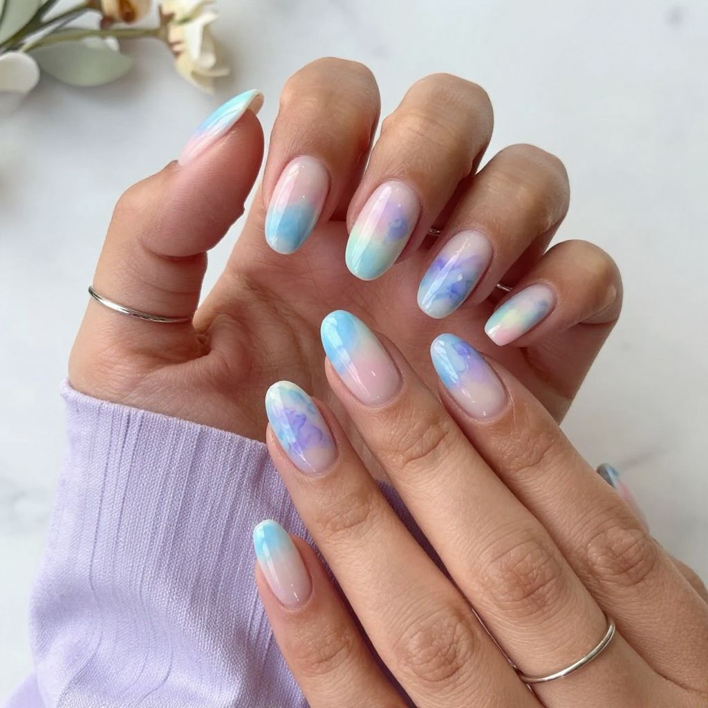 Coffin Shape with Pastel Watercolor Swirls